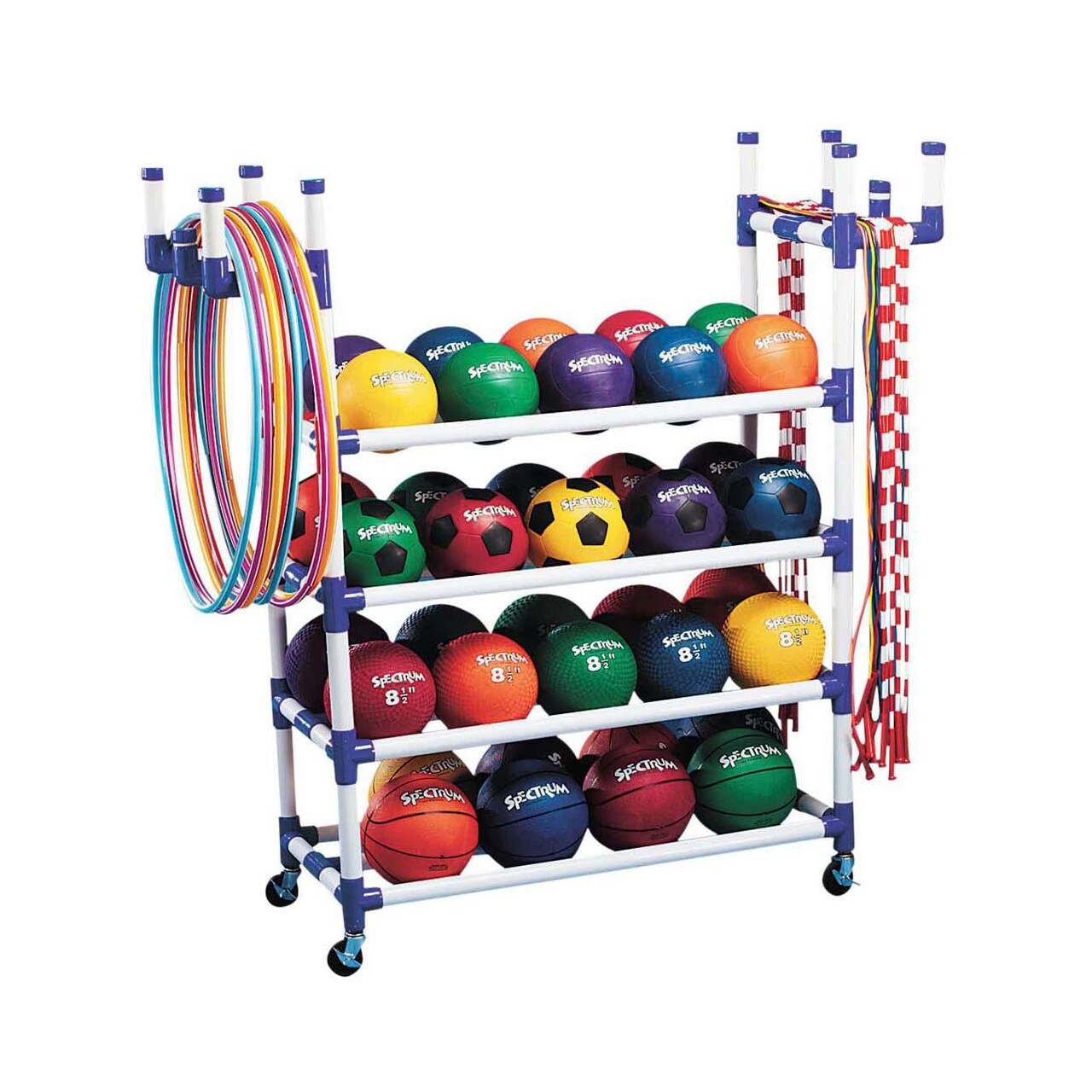 S&S Worldwide Roll 'N Go Ball and Equipment Storage Rack for PE, Recess and Camps, Holds up to 40 Playground Balls, Plus Hoops and Jump Ropes, Features 3" Diameter Locking Wheels.